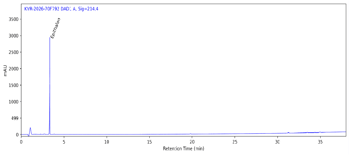 HPLC chromatogram for Epithalon 10 MG, batch BATCH-109786, showing the Epithalon peak