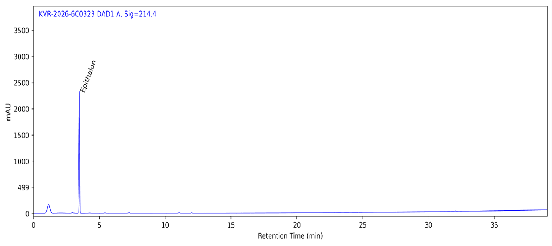 HPLC chromatogram for Epithalon 50 MG, batch BATCH-5022, showing the Epithalon peak